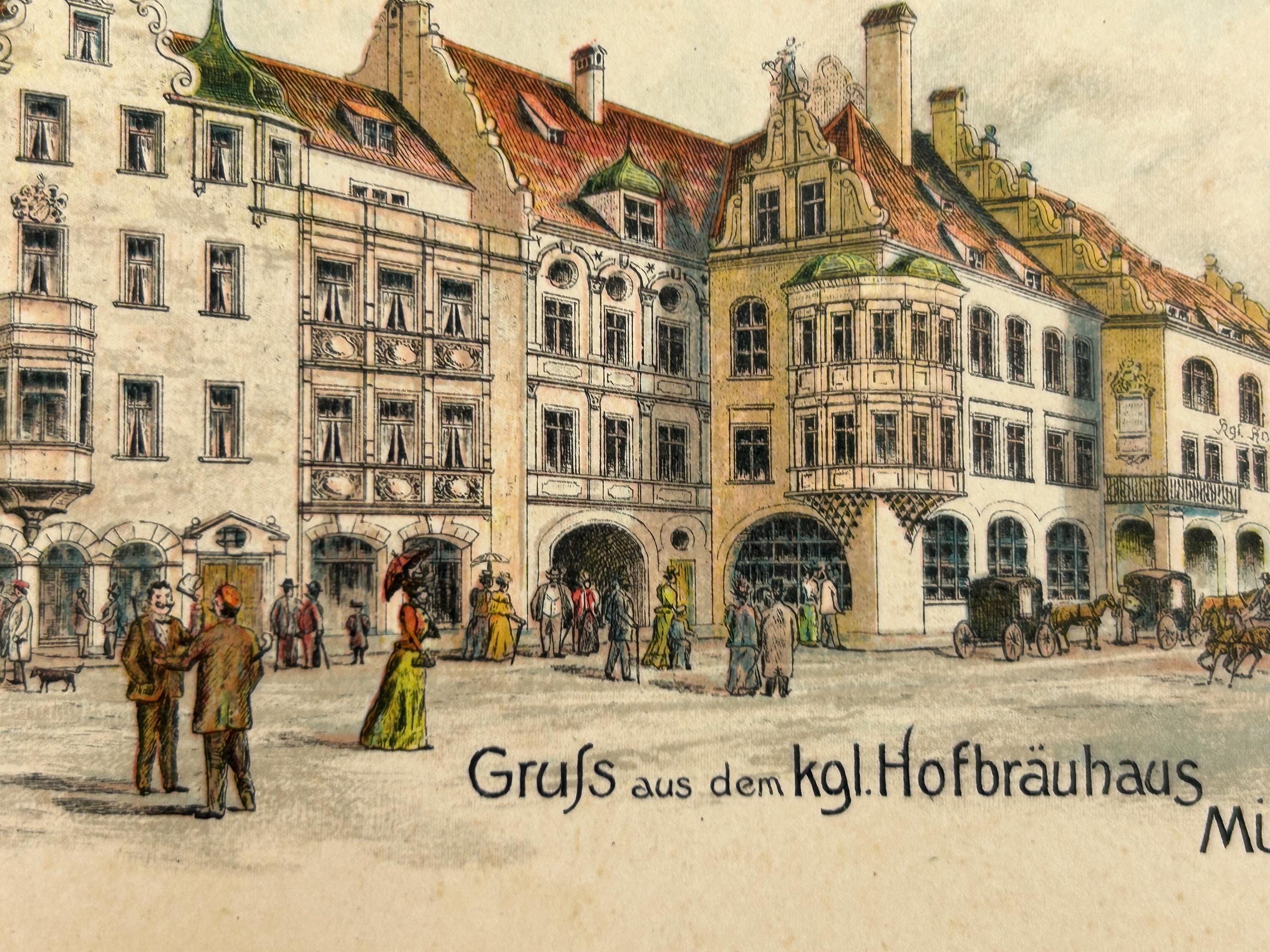 Ansichtskarte Hofbräuhaus München Postkarte vintage Lithografie Bildpostkarte Litho Briefkarte Korrespondenzkarte