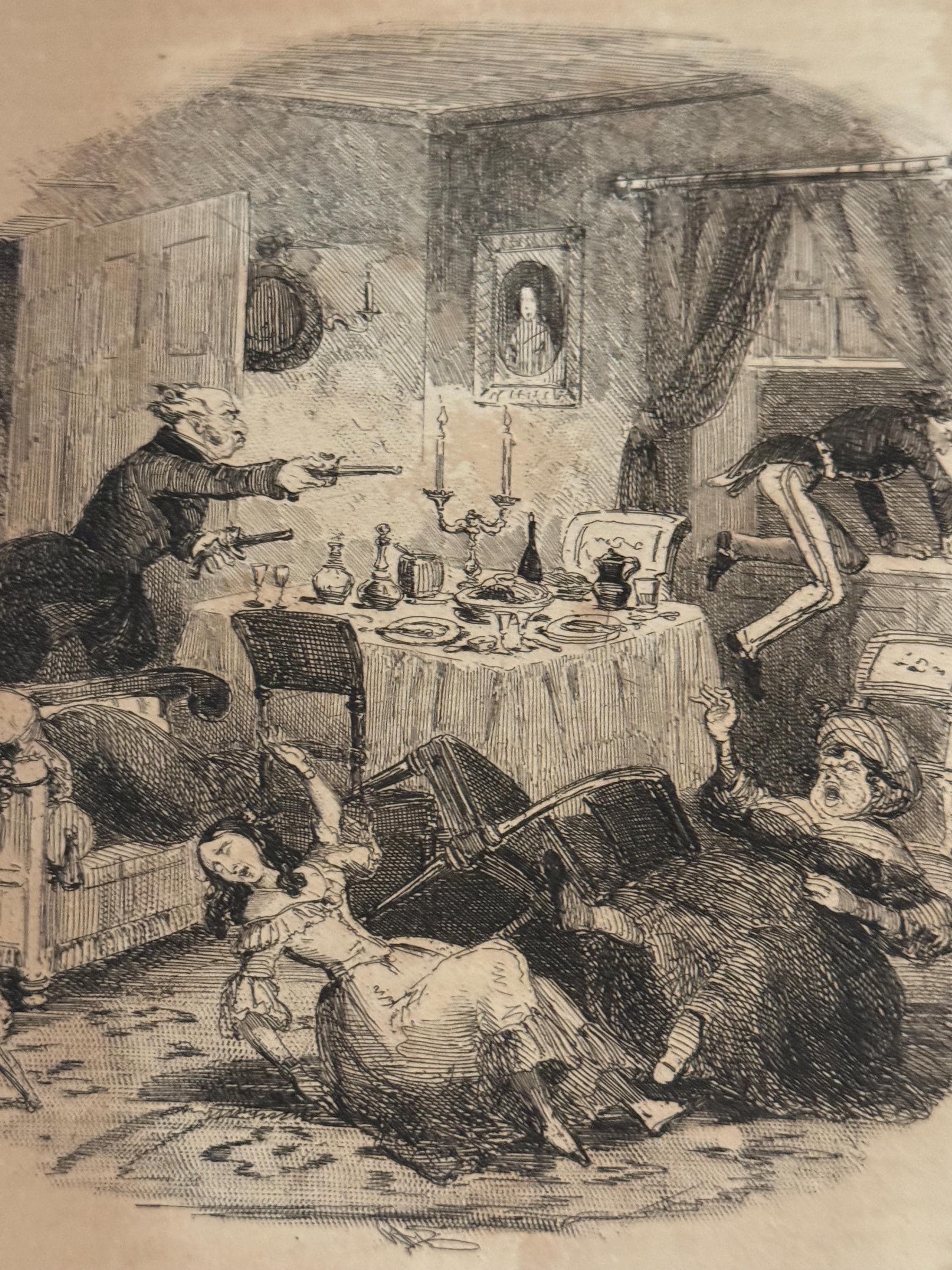 Illustration "Charles pops the question and is popped at" von Hablot Knight Browne (Phiz) zu Charles Levers Roman Charles O’Malley