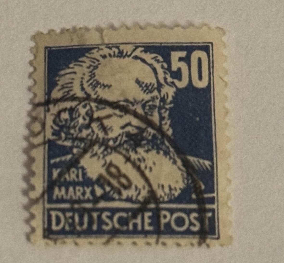 Vintage Briefmarke DDR 1953 Karl Marx Gestempelt Briefmarkensammlung antik Philatelie Postwertzeichen alt Briefmarkensammler Sammler