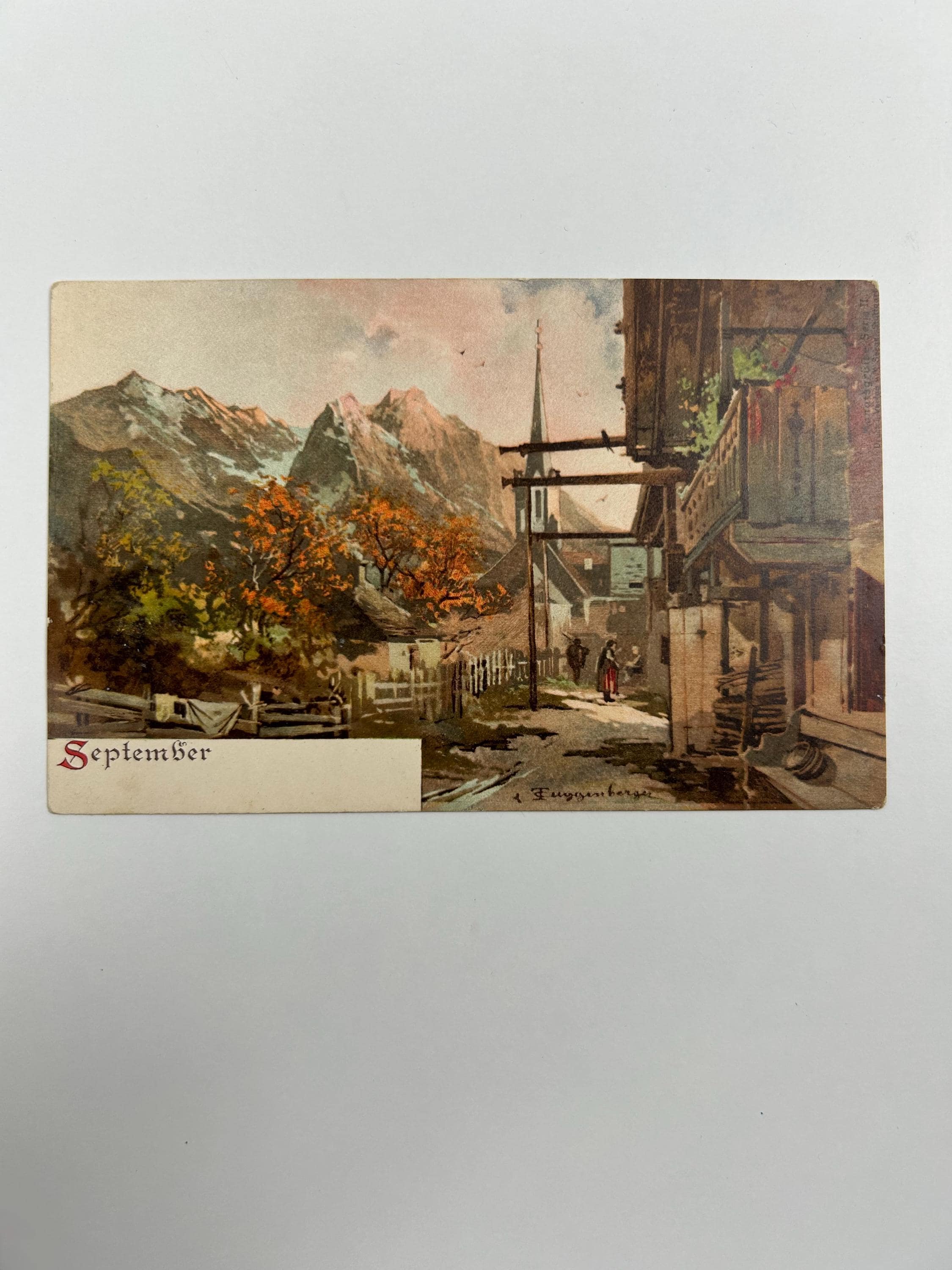 Postkarte Monatsgrüße Guggenberger vintage Postkarte Künstlerkarte alt Ansichtskarte Sammler Karten Sammlung retro Postkartensammlung thrift