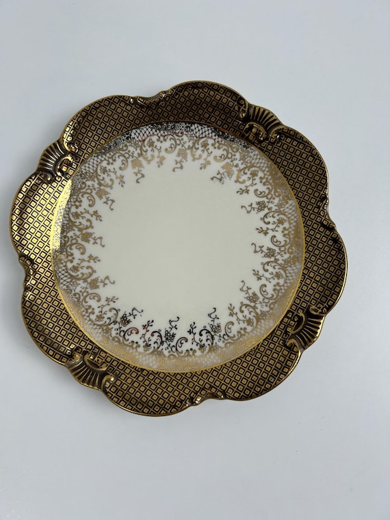 Vintage Teller Seltmann Gold Vahenstrauß Nr 2327