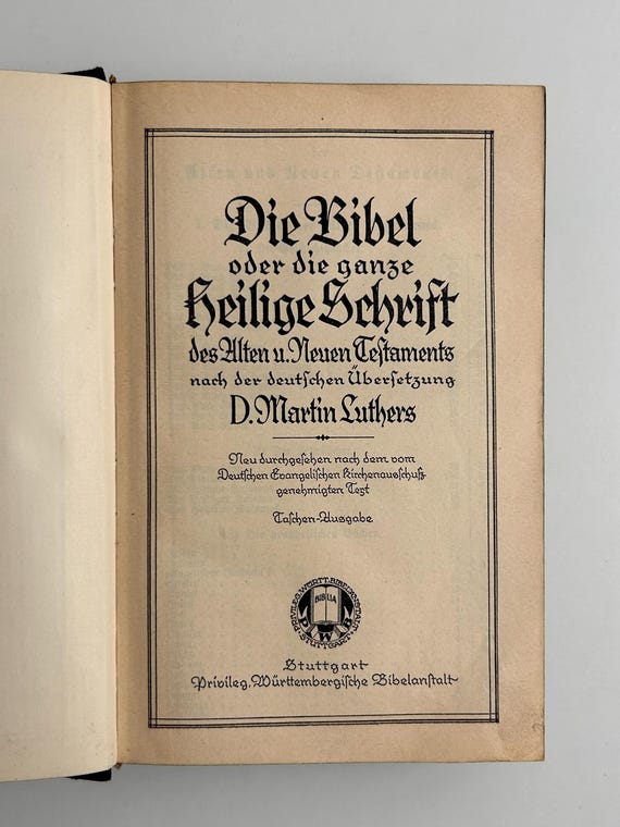 Vintage Bibel Martin Luther Stuttgart 1930