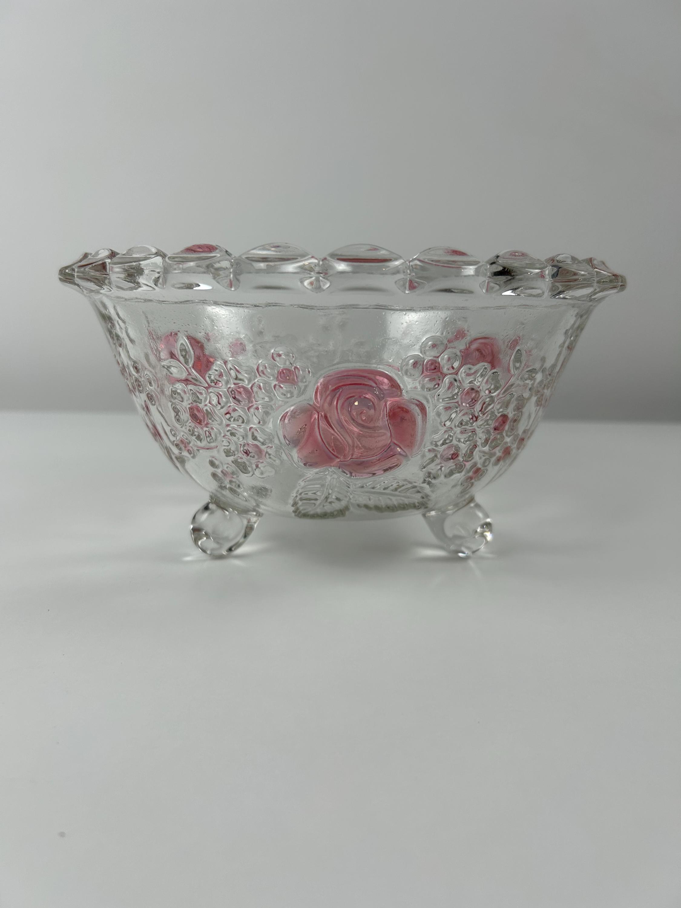 Dekoschale Rosen alte Schale floral Schüssel Rose Einrichtung weißrosa Dekoration Jugendstil Wohnen Rosenschüssel thrift Rosenschale alt