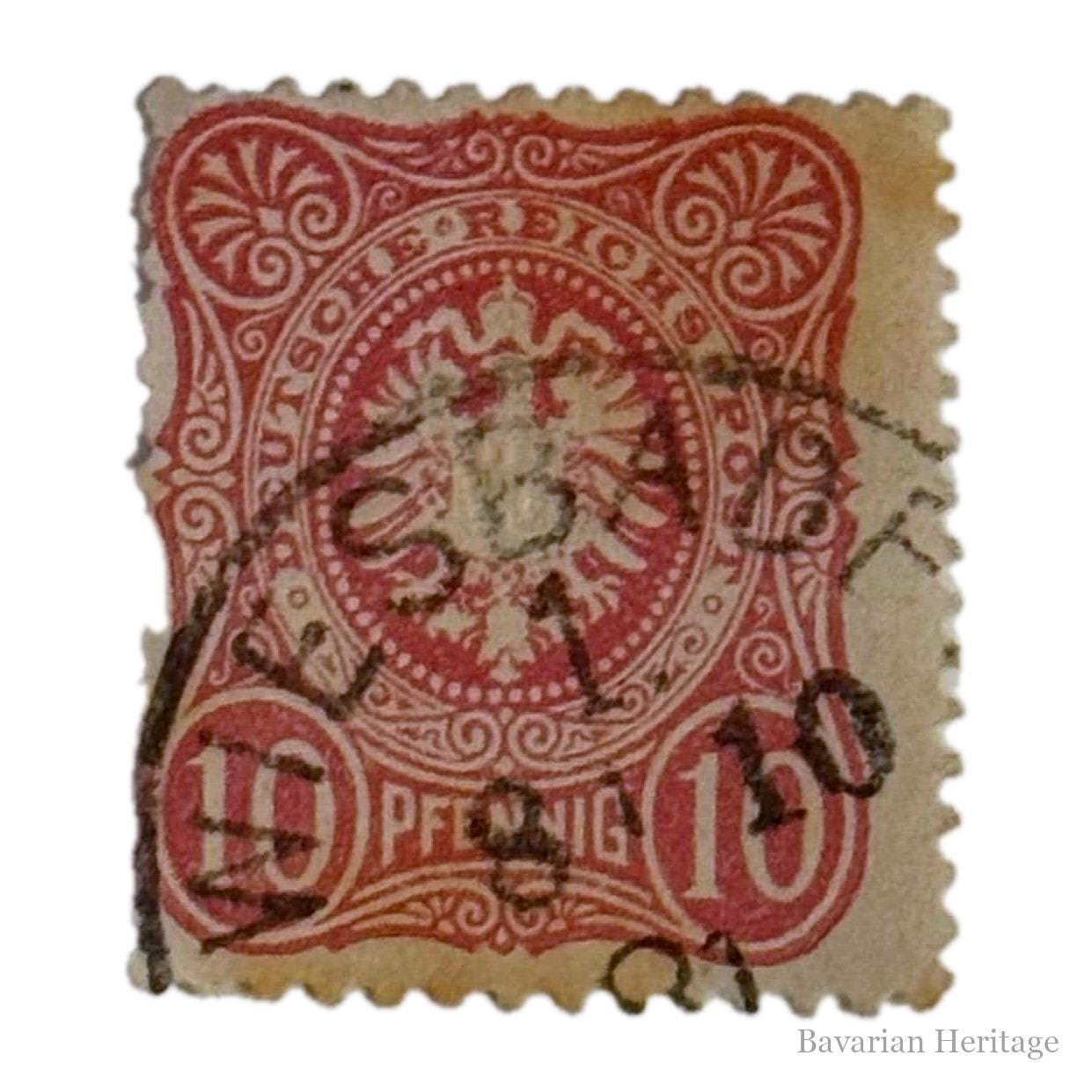 Francobollo 1891 Impero Tedesco 10 Pfennig Rosso Wiesbaden