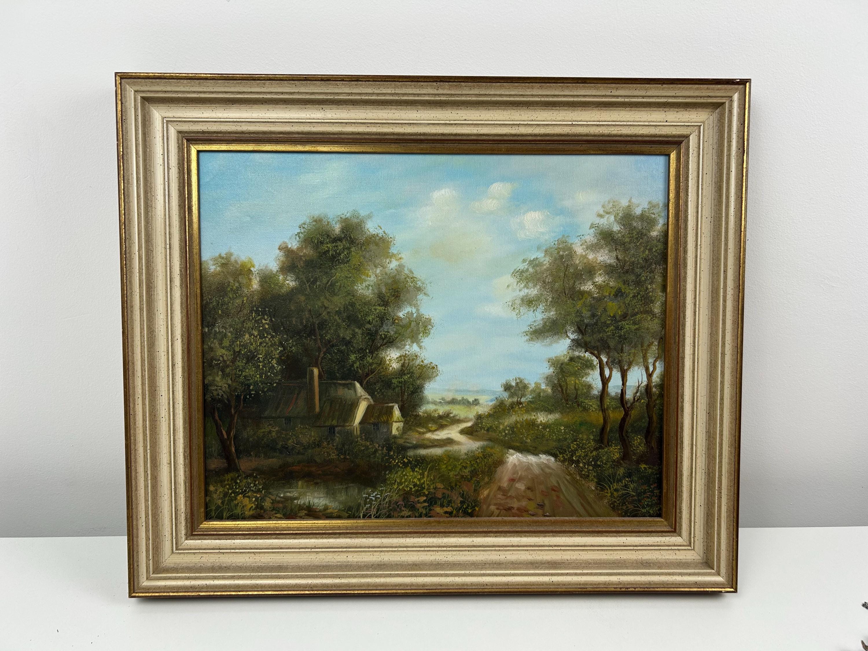 Älteres Landschaftsbild vintage Bild Ölmalerei retro Dekoration Wandgemälde