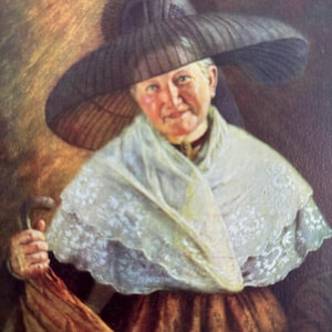 Cartolina d'epoca dell'artista, cittadina della Franconia centrale, costumi popolari di R. Nitsch