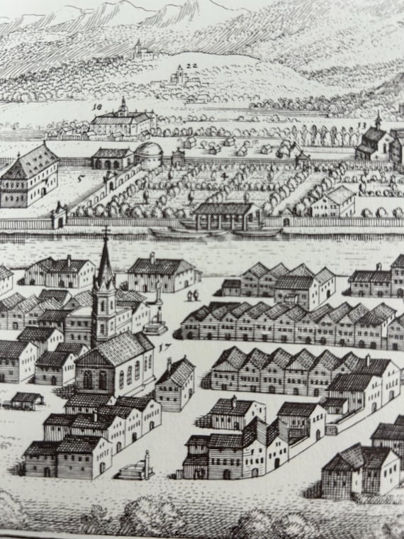 Stadtplan Innsbruck Blaeuw Antik 43x30cm