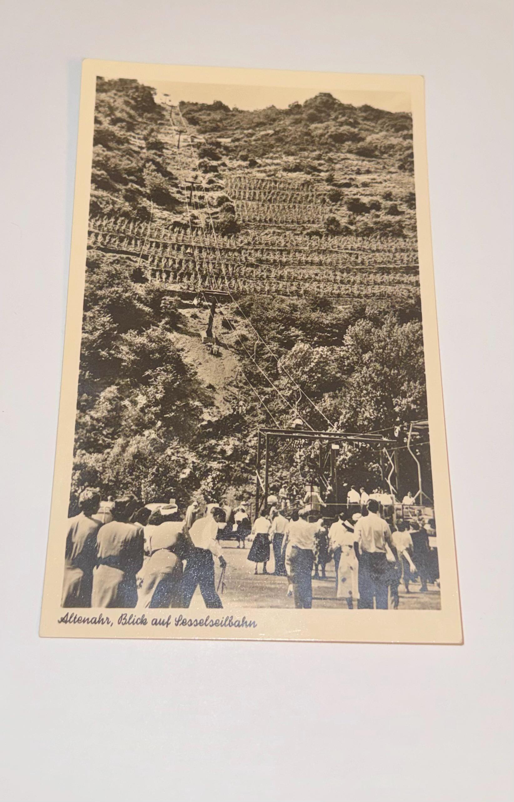 Postkarte Altenahr Sesselseilbahn 1950 Jahre vintage Postkarte Künstlerkarte Ansichtskarte Sammler Karten Sammlung retro Postkartensammlung