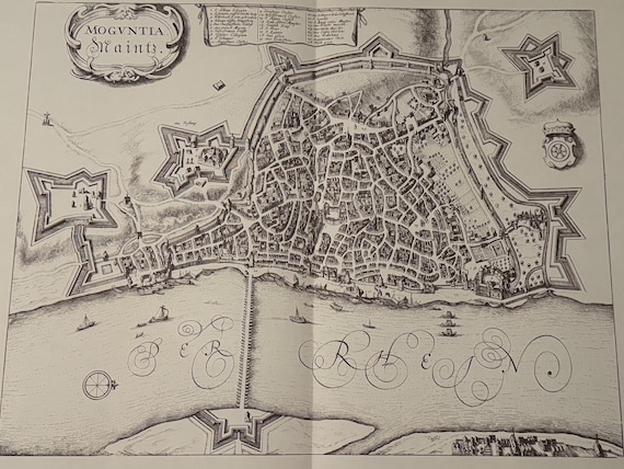 Stadtplan Moguntia Mainz Antik 60x43cm