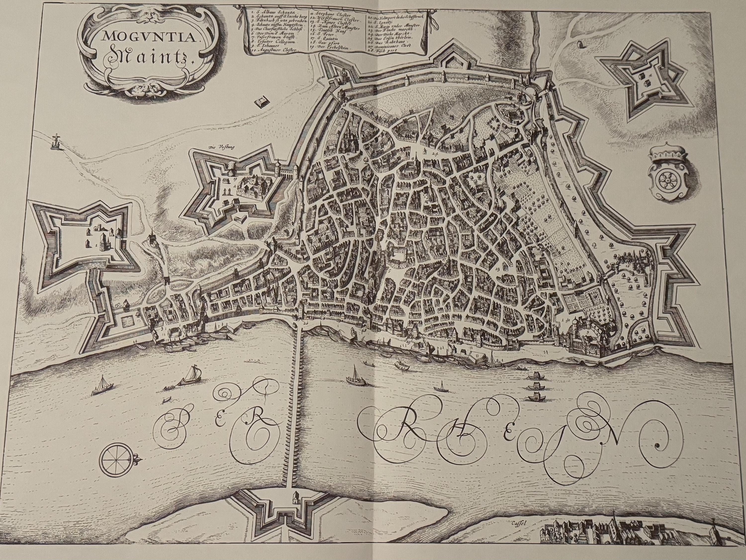 Stadtplan Moguntia Maintz vintage Kunstdruck | Antike Landkarte Wanddeko Historisches Bild Wohnzimmer Dekoration Landkarte alt