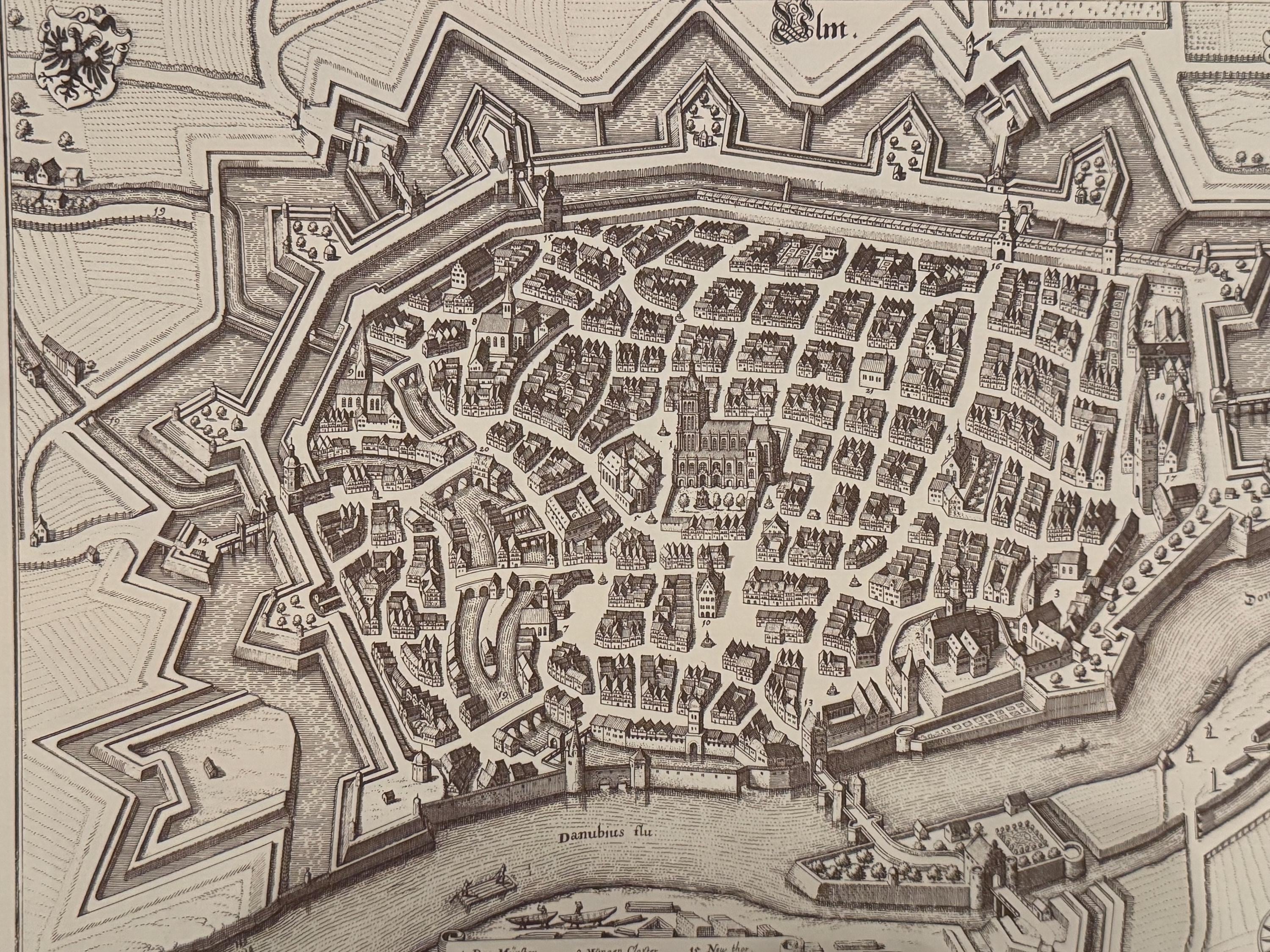 Vintage Stadtplan Ulm | Antike Landkarte Wanddeko Historisches Bild Wohnzimmer Dekoration Landkarte alt
