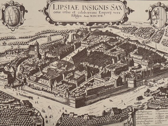 Stadtplan Leipzig Antik 43x30cm