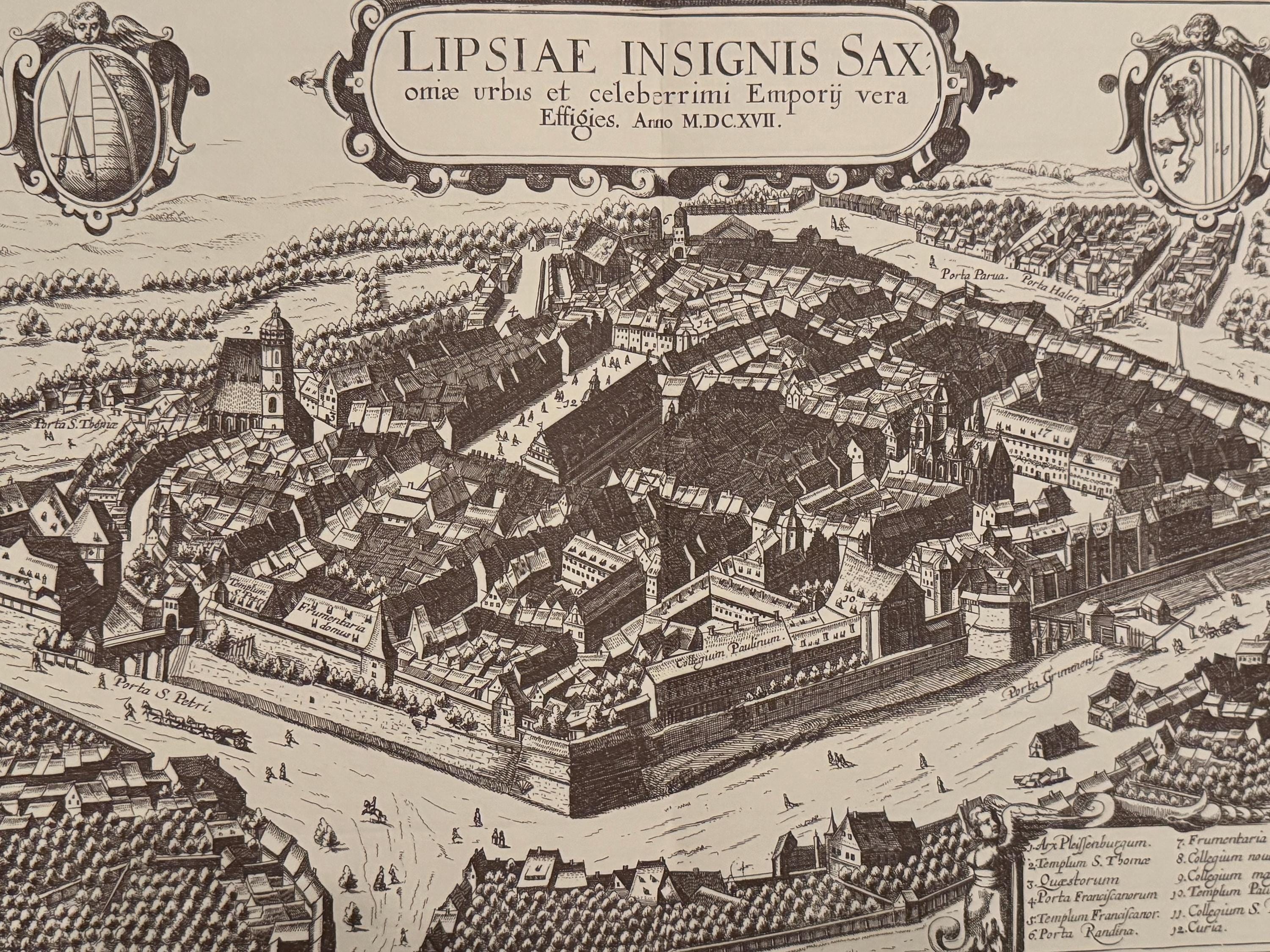 Stadtplan Leipzig vintage Kunstdruck | Antike Landkarte Wanddeko Historisches Bild Wohnzimmer Dekoration Landkarte alt