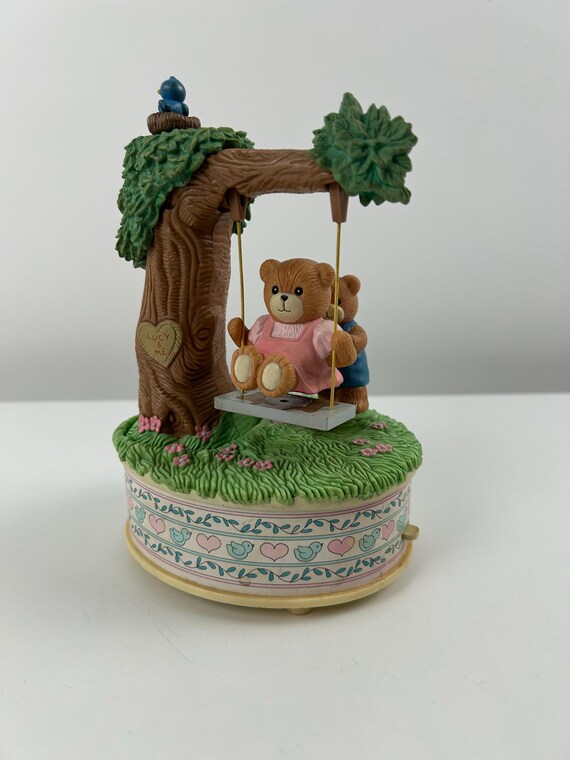 Spieluhr Bärchen Schaukel Waldszene Vintage