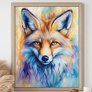 Woodland Fox Wall Art or Canvas, Rustic Animal Print, Nature-Inspired Décor, Forest Animal Art, Fox Illustration, Nature Gifts