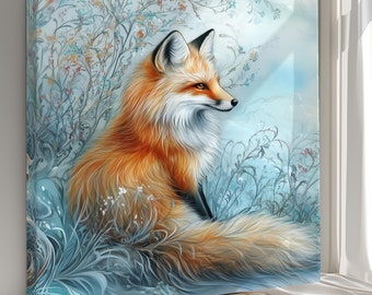 Enchanting Winter Fox Art Print or Canvas, Fox Home Decor, Fox Wall Art, Fox Canvas, Art Printed on Canvas,