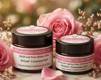 Anti-Aging Nachtgesichtscreme: Retinol, Coenzym Q10, Frankincense, Rose, Neroli, Vegan