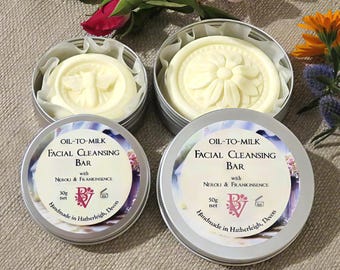 Facial Cleansing Lotion Bar | Solid Face Cleanser with Essential Oils | Moisturises & Nourishes | Handmade in Small Batches in Devon, UK