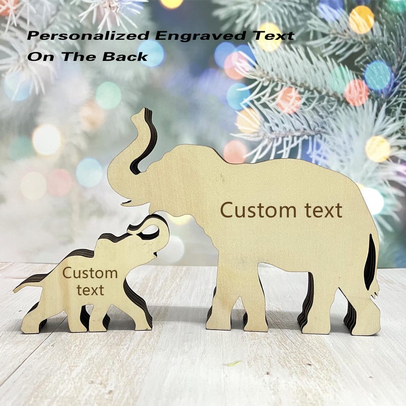 Wooden Carving Elephant With Light,3d Natural Animal Decoration ...