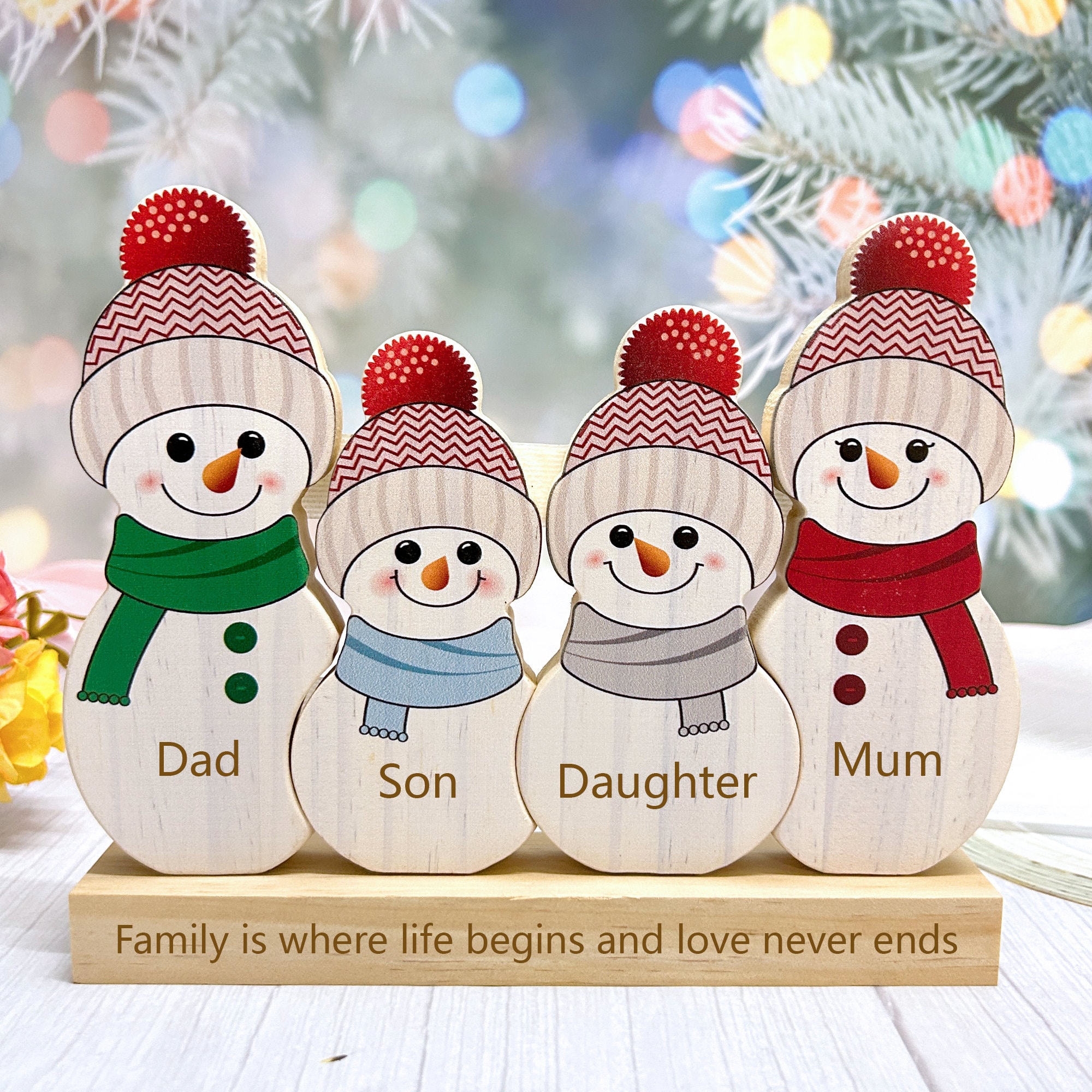 Custom Name Wooden Snowman Puzzle, Christmas Snowman Gifts, Holiday Decoration Style, Family Snowman Puzzle Gifts, Christmas Decor, Christmas Gifts