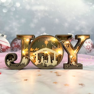 3D Ornament Joy 4 Pieces Laser Cut Out Unfinished ORN183 3D Ornament Joy 4 Pieces Laser Cut Out Unfinished ORN183