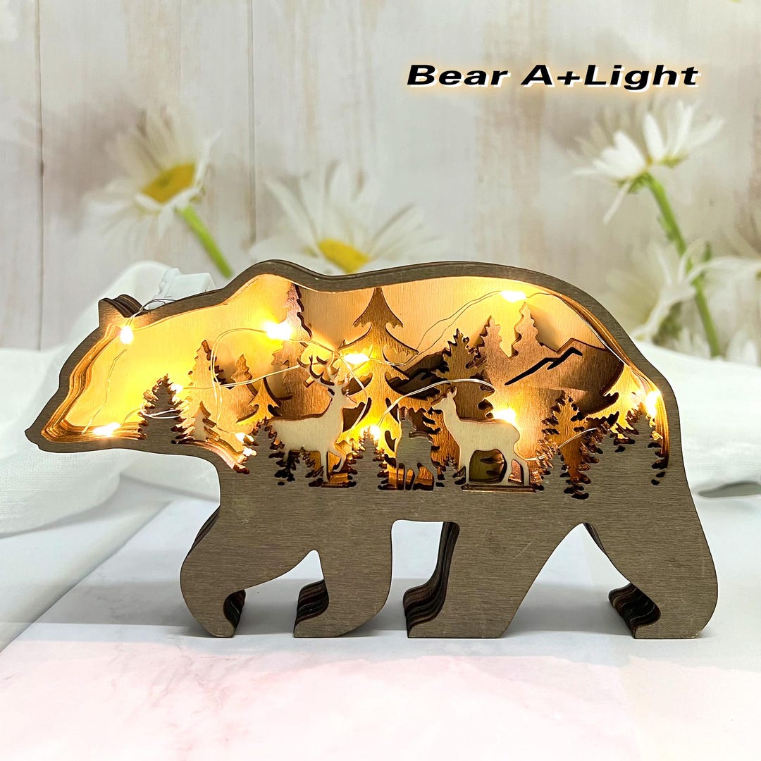 Polyresin Bear with Lamp Post