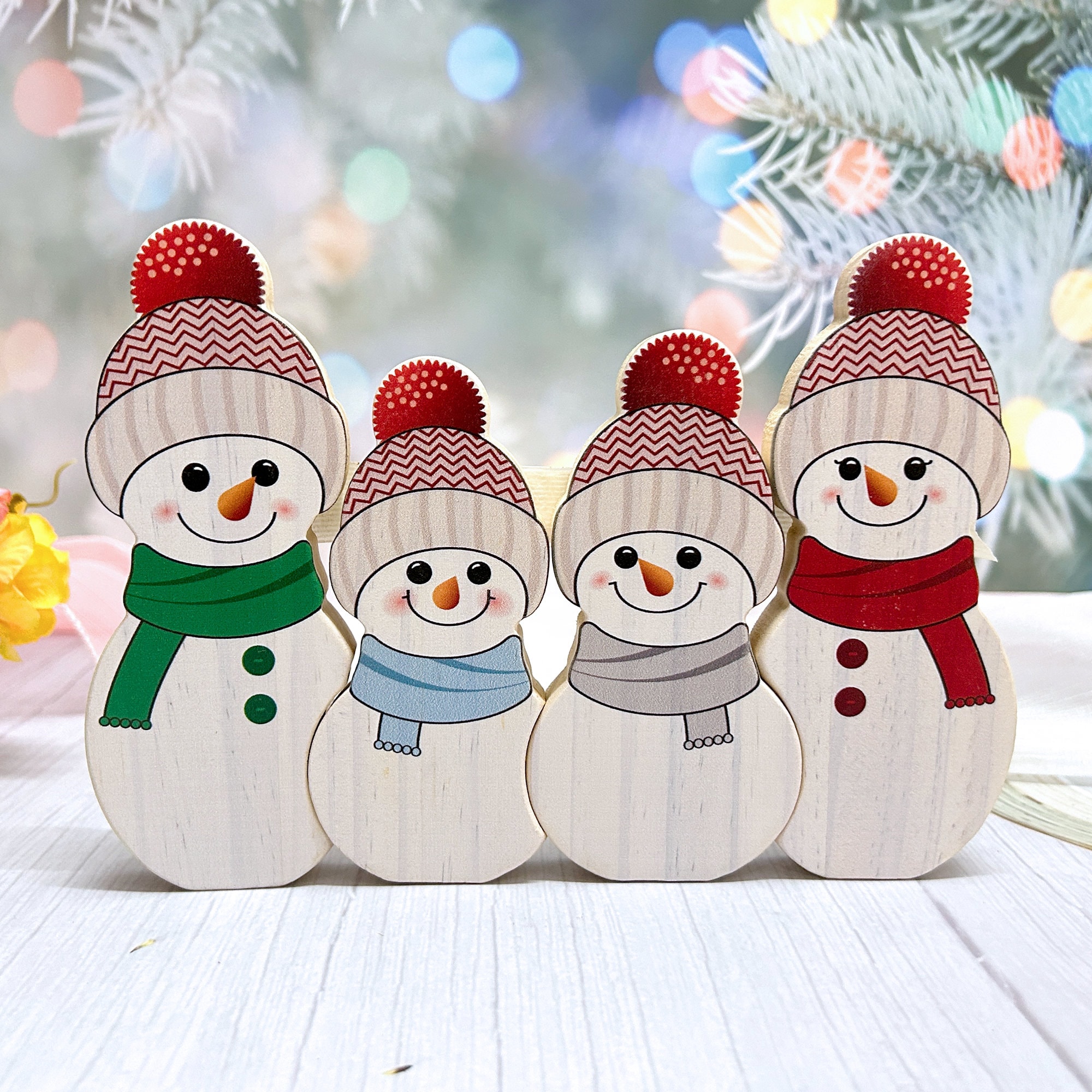 Custom Name Wooden Snowman Puzzle, Christmas Snowman Gifts, Holiday Decoration Style, Family Snowman Puzzle Gifts, Christmas Decor, Christmas Gifts