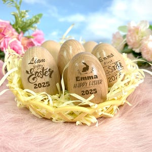Personalisiertes Design aus Holz Sand Ei, Ostergeschenk für Kinder, kundenspezifische Baby Name, Holz Eier Spielzeug, Babys erste Ostern, Frohe Ostern 2025