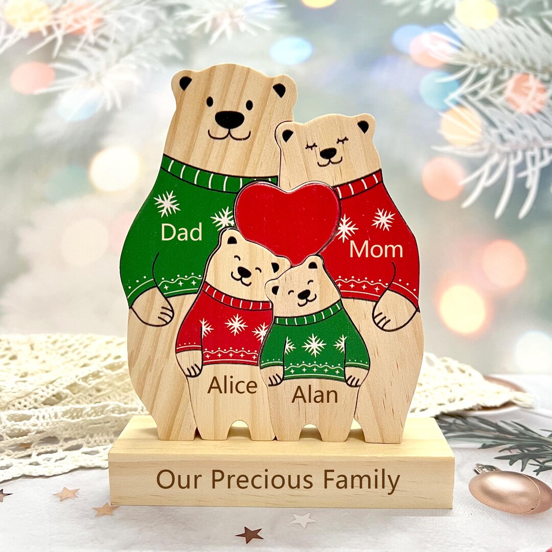 Bear Family Wooden Puzzle Art For Home Decor And Gift main image 0
