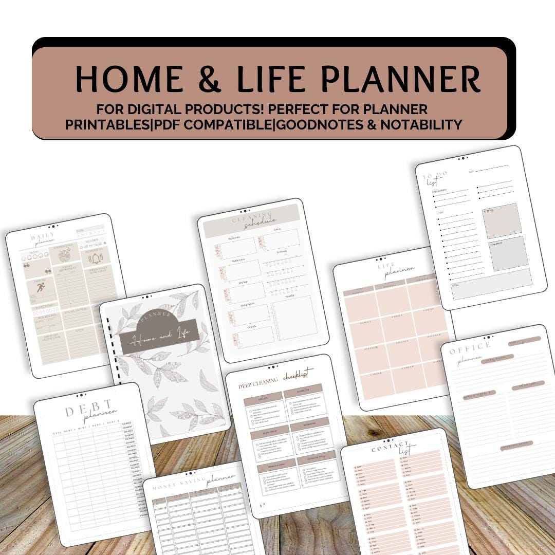 Home & Life Planner Printable and Digital Download Yearly, Monthly ...