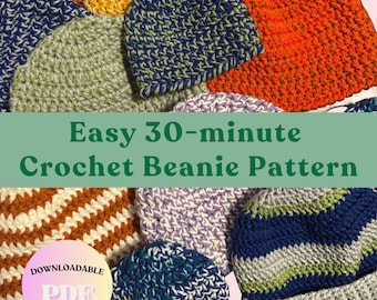 Quick & Easy Crochet Beanie Pattern | Beginner Hat | Simple Winter Hat (PDF)