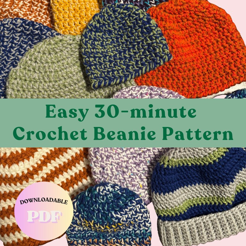 Easy Crochet Hat Pattern Bundle | Quick Beanies | 2 Beginner Crochet ...