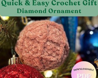 Crochet Christmas Ornament Pattern | Easy Gift | Diamond Ornament | Handmade Decor (PDF)