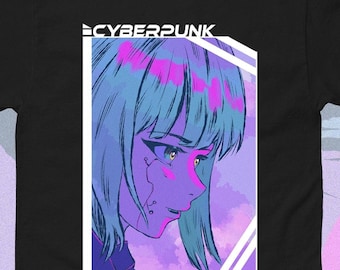 Cyberpunk 2077 Vintage style Anime Grafik T-Shirt für Sie und Ihn, Cyberpunk Design, Japan Liebhaber Geschenk, Baumwoll Shirt