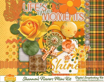 Shannon’s Flowers Digital Mini Kit, Greens, Oranges, Yellows, Spring, Summer