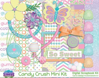 Candy Crush Digital Mini Scrapbook Kit - blue green purple pink yellow orange