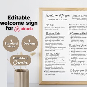 Editable Airbnb welcome sign template, Airbnb Wi-Fi sign, Airbnb welcome guide, Airbnb house rules