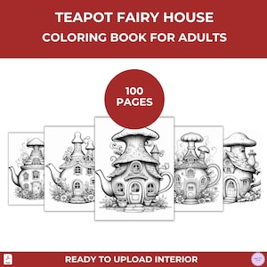 Può includere: Un libro da colorare per adulti con 100 pagine di illustrazioni intricate di case di fate in teiera. Ogni pagina presenta un design unico di una casa a forma di teiera con dettagli fantasiosi come funghi, fiori e finestre.