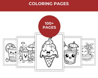 Cute Kawaii Summer Coloring Pages, 150 Designs (Digital Download)