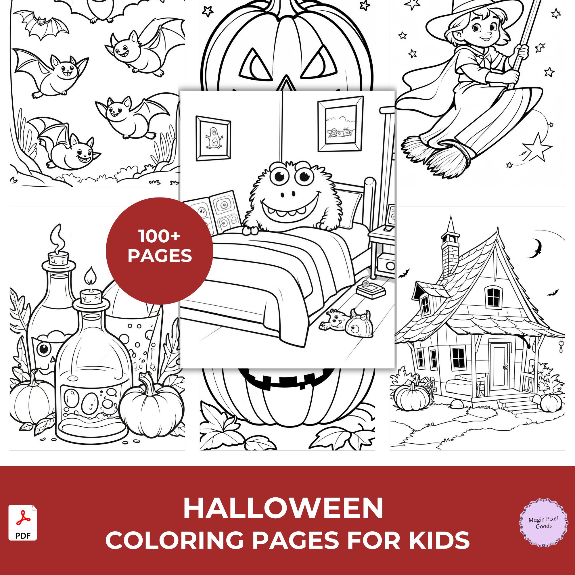 Halloween Coloring Pages for Kids - Etsy