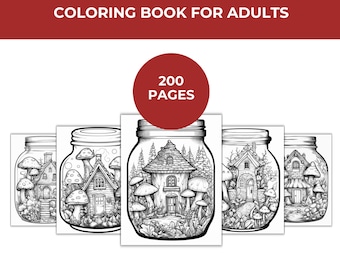 Fairy Houses In Jar Coloring Book