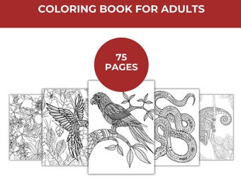 Tropical Coloring Pages: Paradise Art Set, 75 Printable Designs (Digital Download)