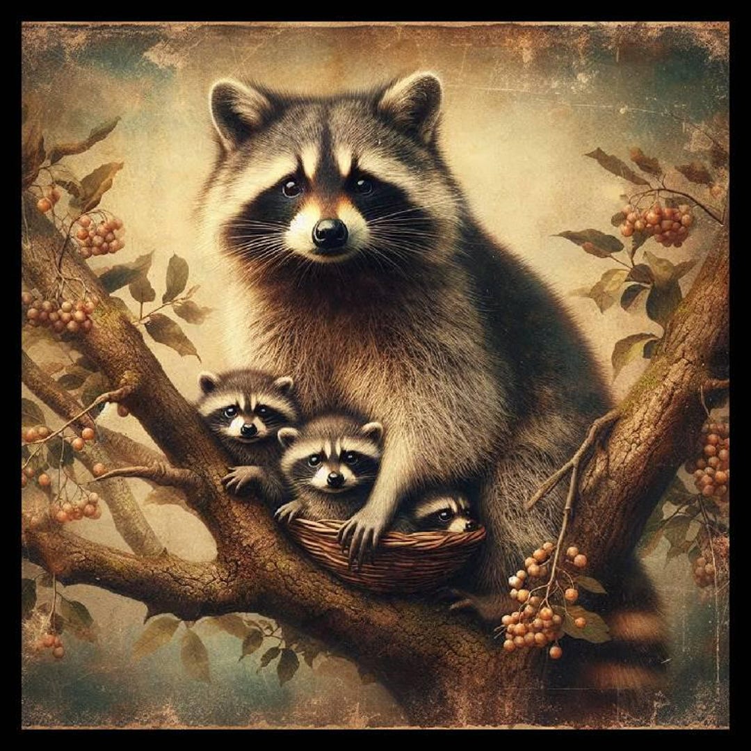 Rattan Racoon T16. Racoon Totem Fabric Swatch: Organic Cotton Sateen (8x8 Inches) - Etsy