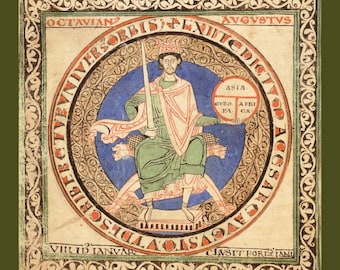 130. Medieval Mystical Beasts Illustration: Organic Cotton Sateen Fabric (8x8 inches)