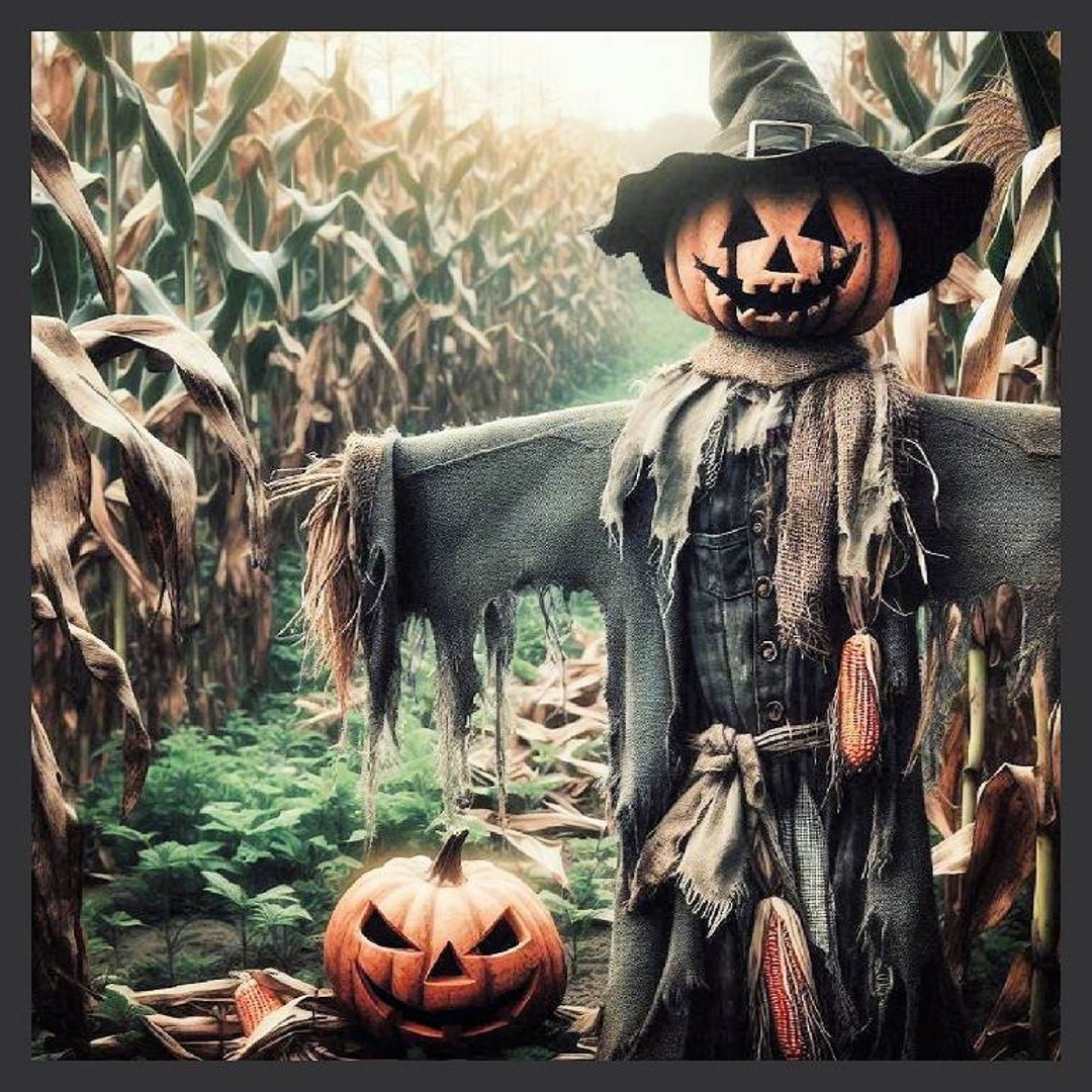 1276. Halloween Baba's Scarecrow and Raven Series 8 X 8 Inch Organic ...