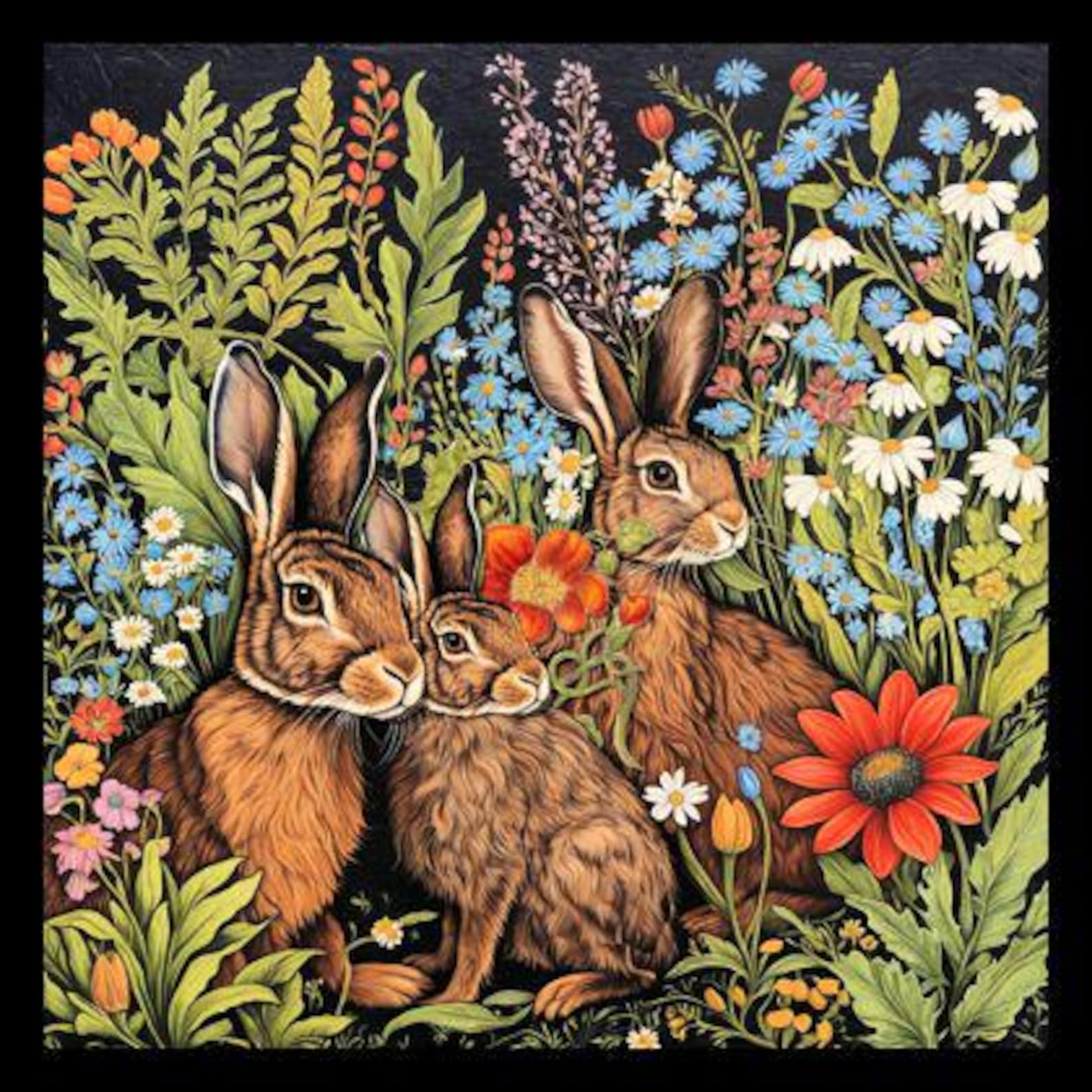 125b. Rabbit Fluffle Forest Lore Organic Cotton Sateen Quilt Swatch ...