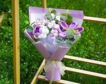 Handmade häkeln Rosenstrauß, gestrickte immer Blumen, einzigartiges Geschenk für ihre Mutter Frau, Jahrestag, Geburtstag, Hochzeit Home Decor