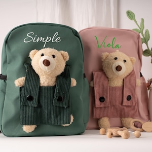 Teddy Bear Backpack Personalized Toddler Embroidered Name School Bag Cute Birthday Gifts for Children, Back to School, Gifts for Girls Boys