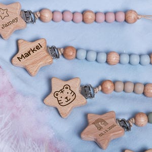 Clip para chupete personalizado con nombre, soporte para bautizo con nombre hecho a mano, clip para chupete, personalizado, niña, niño, regalo para recién nacido