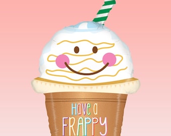 Frappy Birthday Mylar Balloon, Coffee Theme Party Decoration